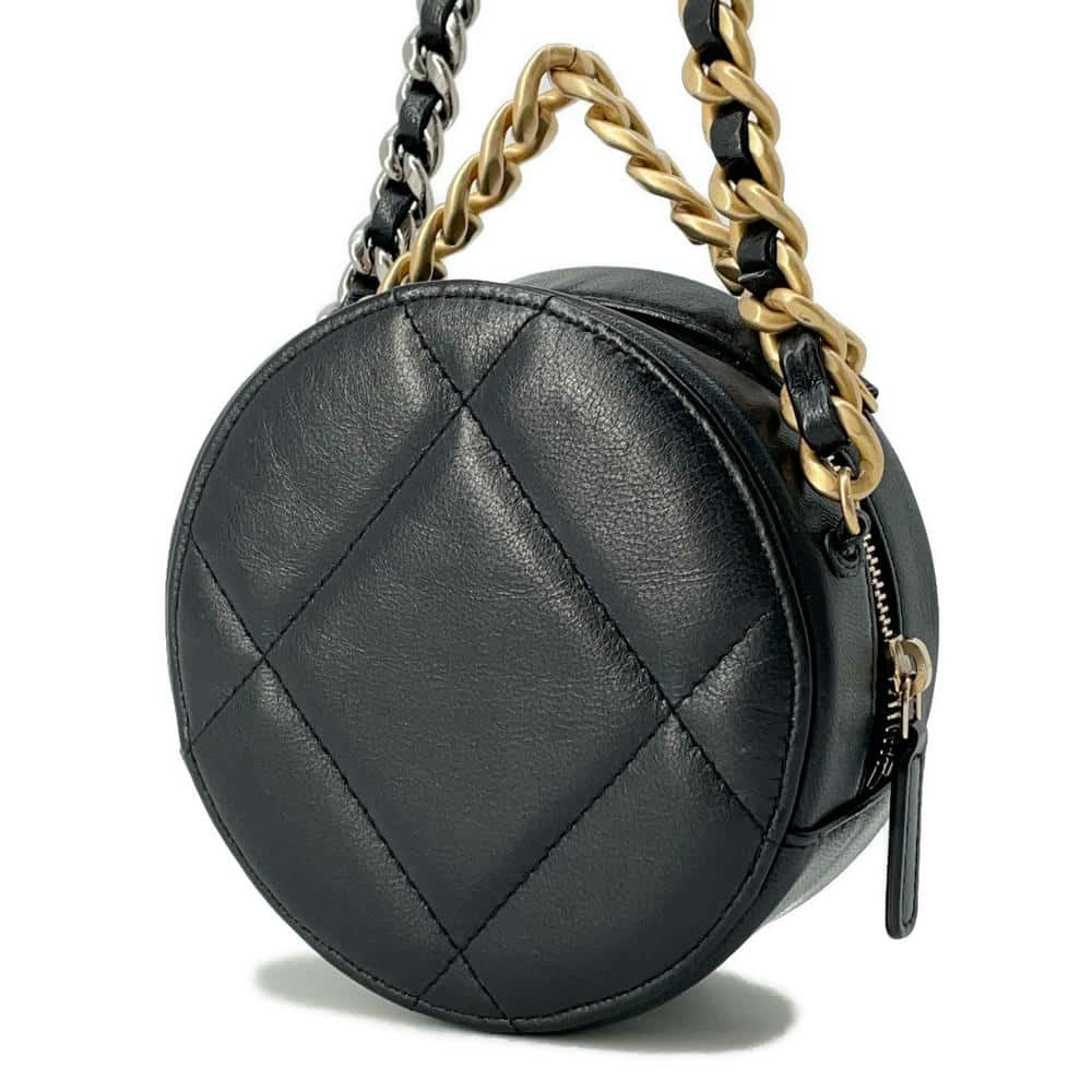 CHANEL 19 Round 2wayShoulder Black AP0945 Lambskin