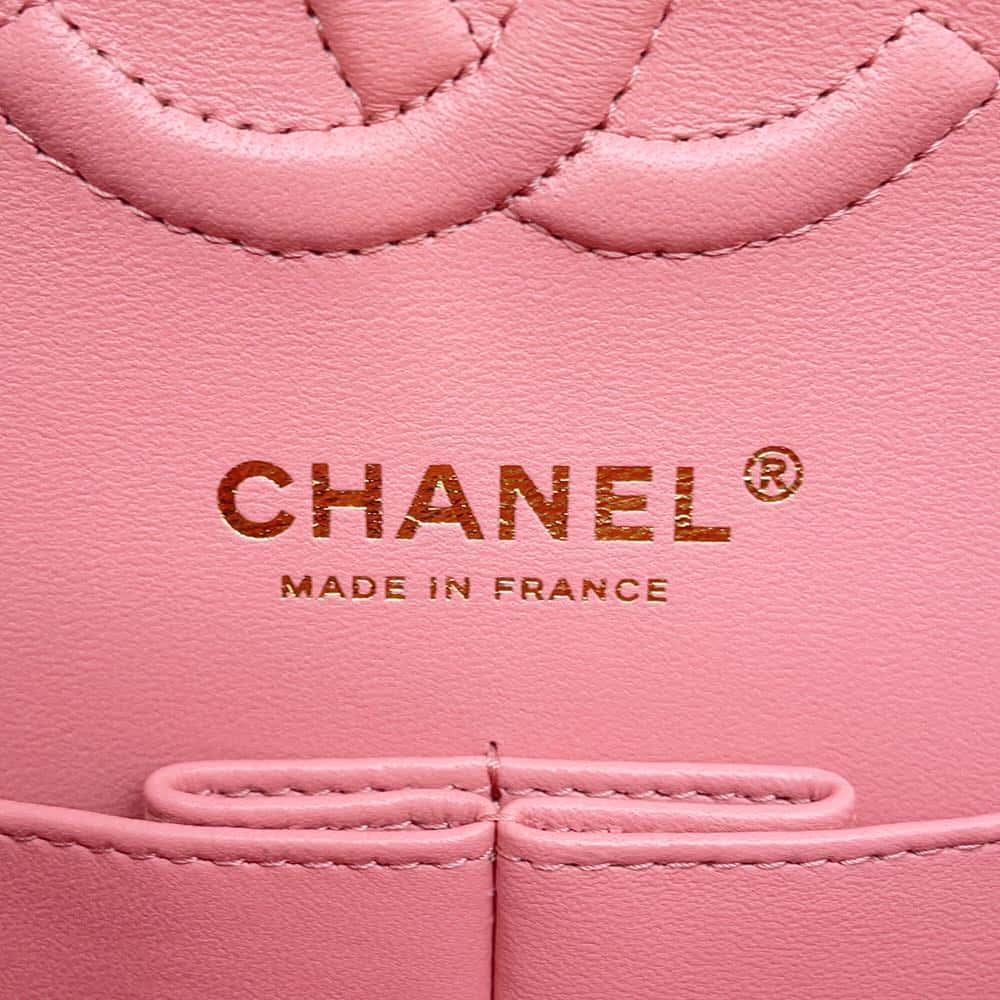 CHANEL Matelasse W Flap ChainShoulder Bag Pink A01113 Caviar Leather Size 23