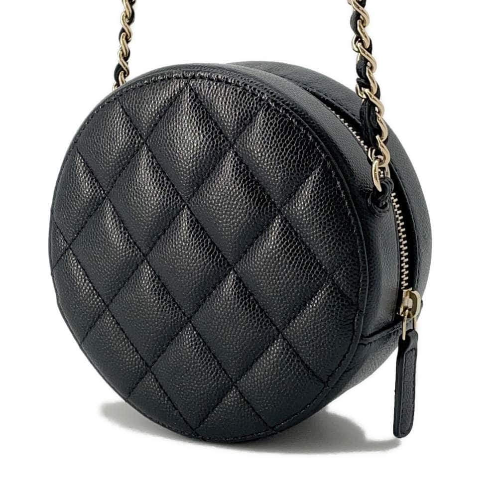 CHANEL Matelasse Round ChainShoulder Bag Black AP0245 Caviar Leather