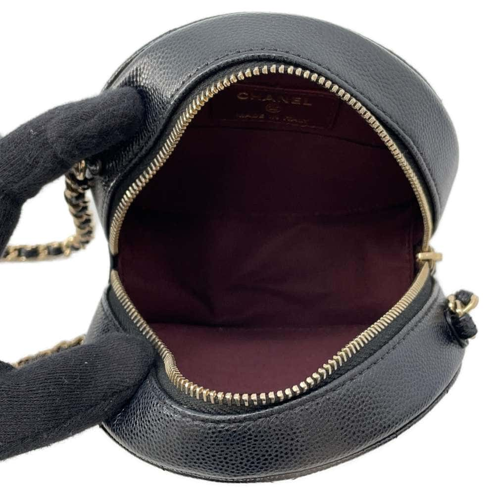 CHANEL Matelasse Round ChainShoulder Bag Black AP0245 Caviar Leather