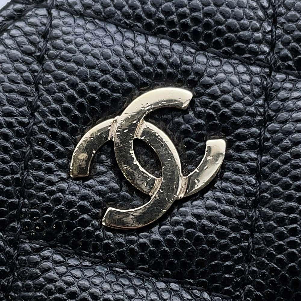 CHANEL Matelasse Round ChainShoulder Bag Black AP0245 Caviar Leather