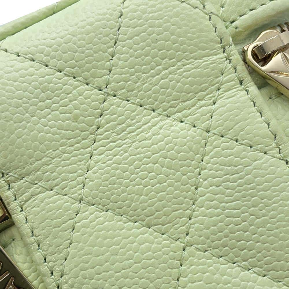 CHANEL Matelasse Small Vanity Shoulder Bag Light Green AP2503 Caviar Leather