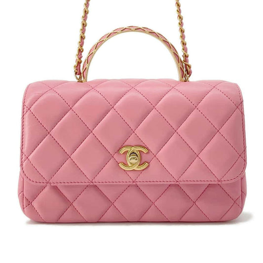 CHANEL Matelasse Lambskin 2WAY Shoulder Bag Top Handle Pink AS4233 Lambskin