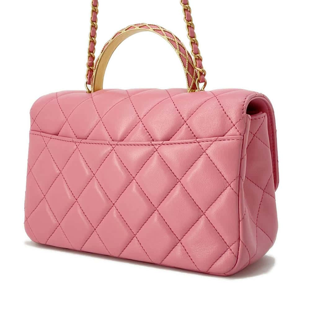 CHANEL Matelasse Lambskin 2WAY Shoulder Bag Top Handle Pink AS4233 Lambskin