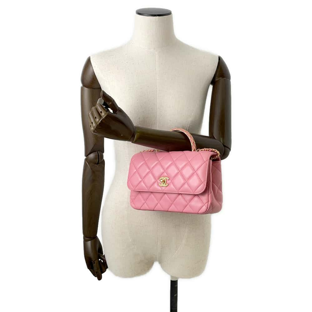 CHANEL Matelasse Lambskin 2WAY Shoulder Bag Top Handle Pink AS4233 Lambskin