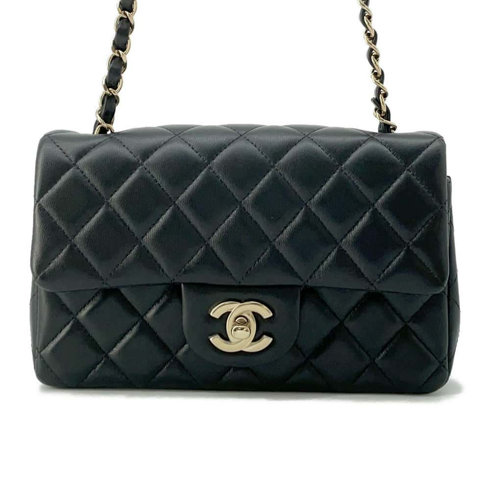 CHANEL Matelasse Single Flap ChainShoulder Bag Black A69900 Lambskin Size Mini