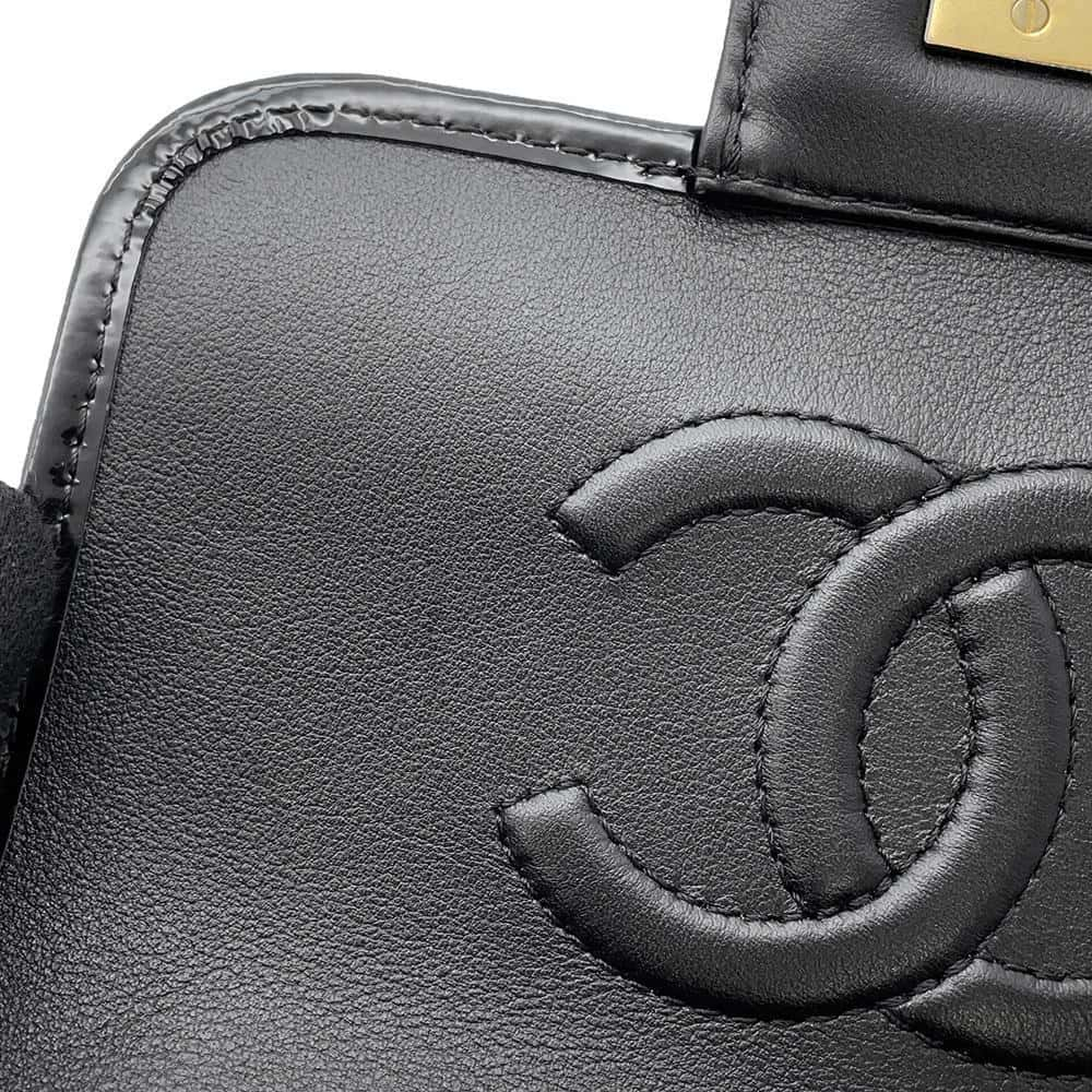 CHANEL Handle ChainShoulder Bag Black AS3652 Jersy Patent Leather