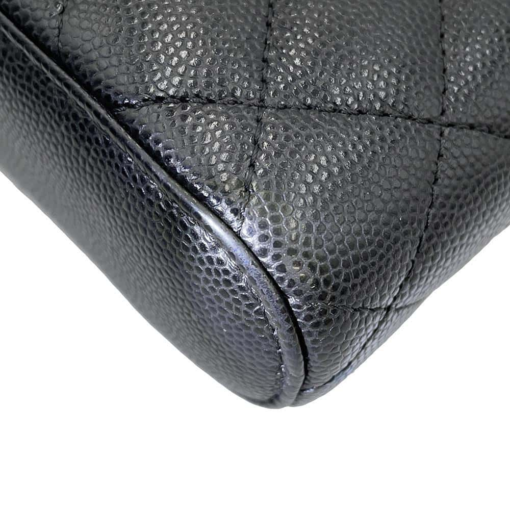 CHANEL Mini Vanity Matelasse Chain Shoulder Bag Black AP1466 Caviar Leather