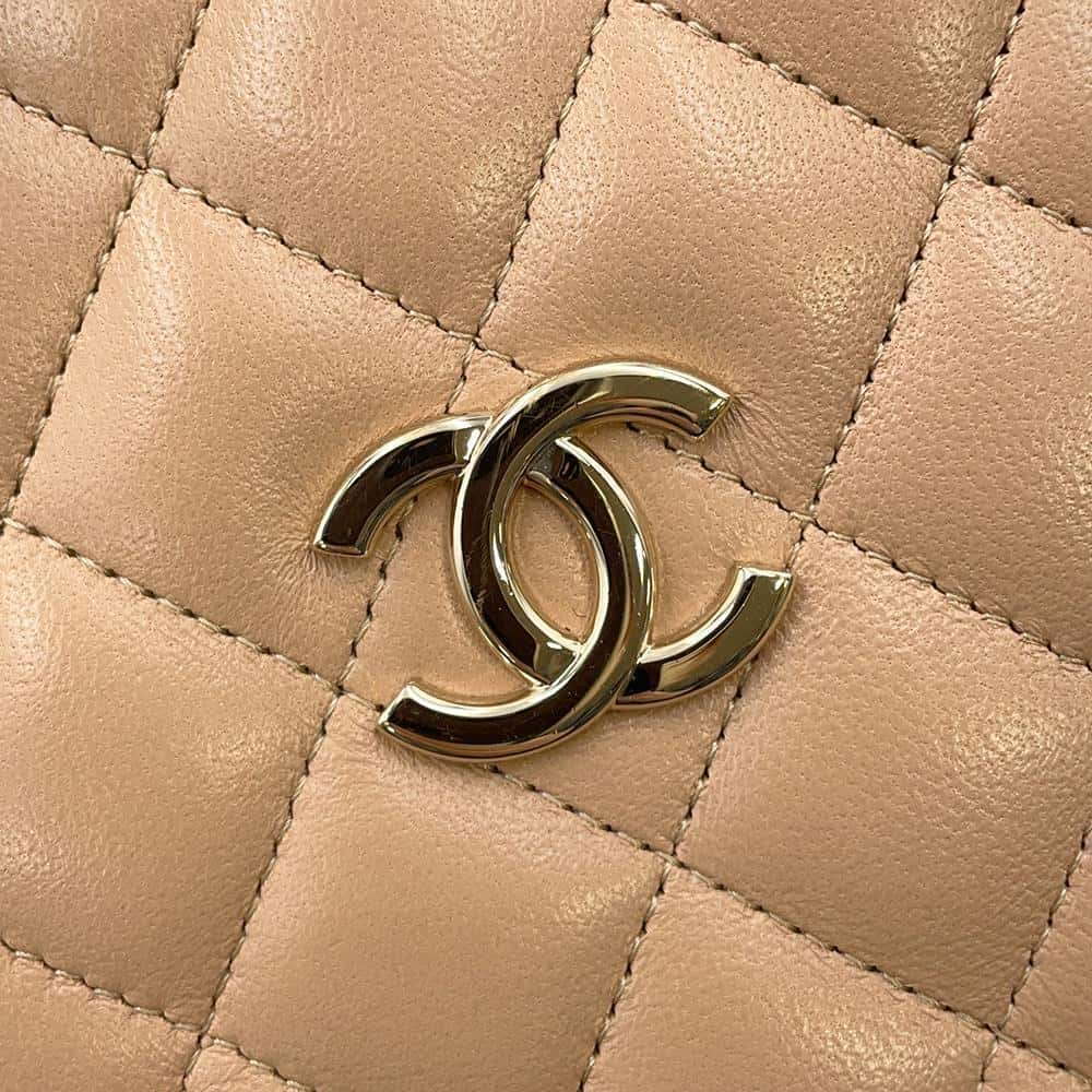 CHANEL Matelasse Chain Bucket Shoulder Bag Beige AS3176 Lambskin