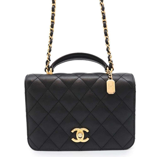 CHANEL top handle chain shoulder bag BlackAS4286 Caviar Leather