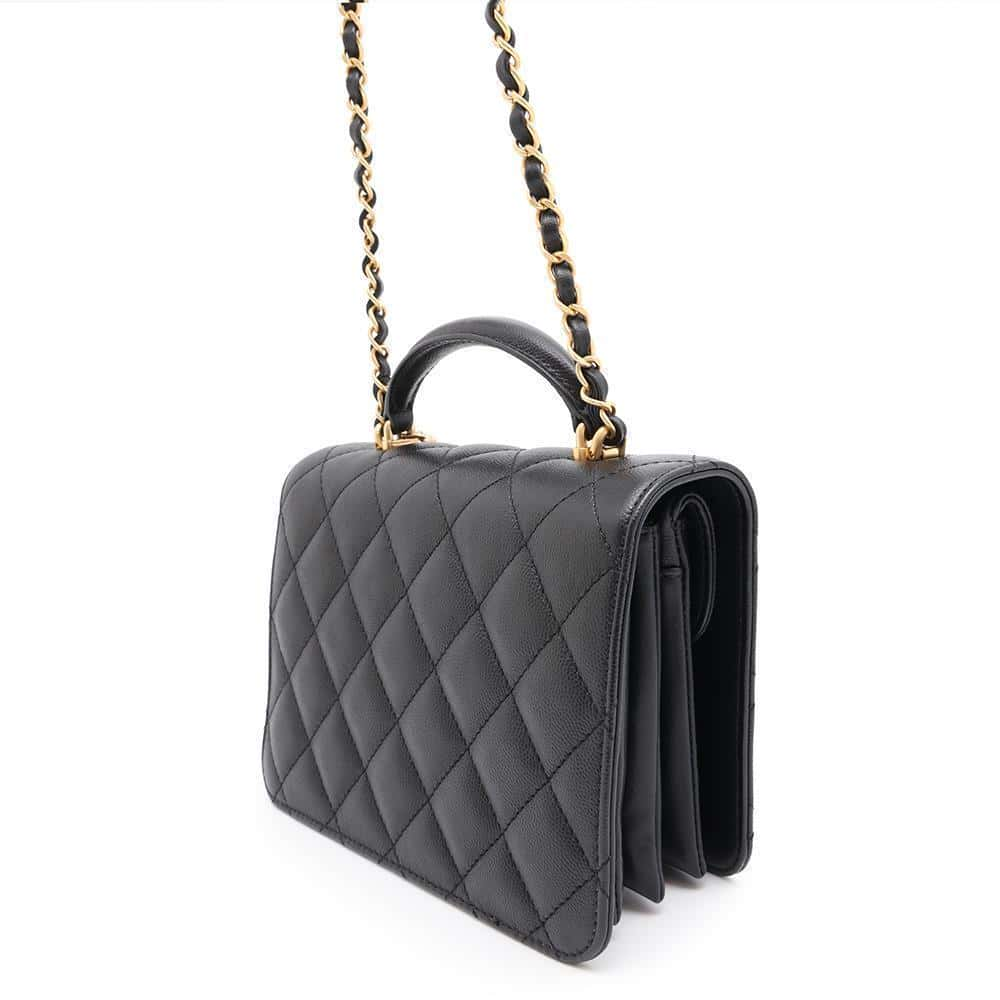 CHANEL top handle chain shoulder bag BlackAS4286 Caviar Leather