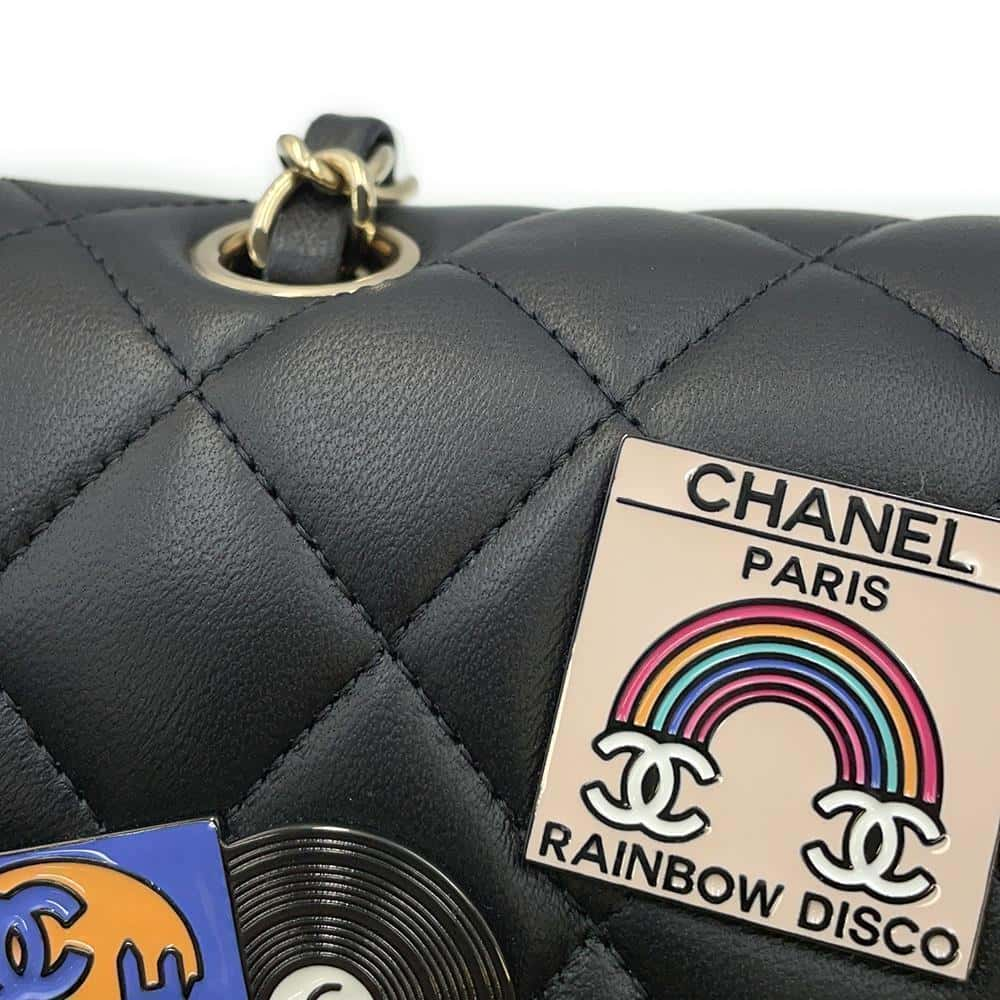 CHANEL Matelasse W Flap Chain Shoulder 24 Year Cruise BlackA01112 Lambskin Size 25