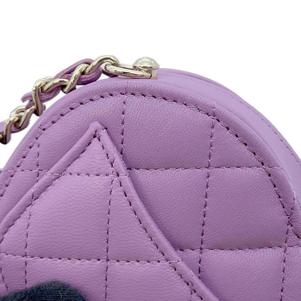 CHANEL Matelasse Heart Chain Shoulder Bag PurpleAP2784 Lambskin