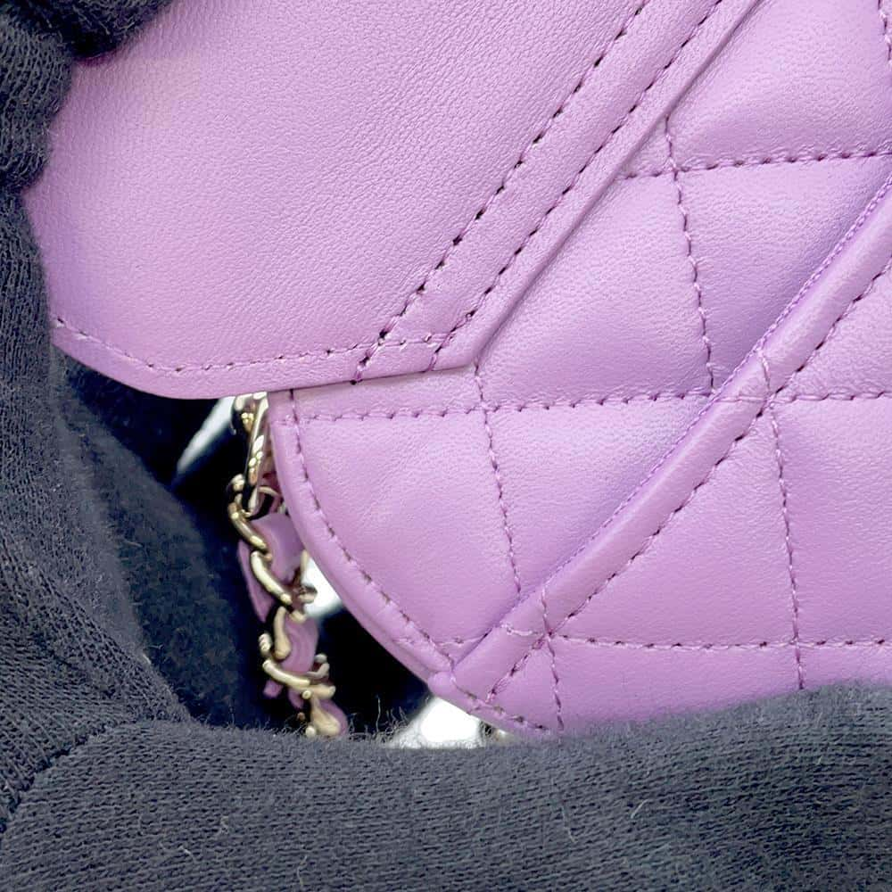 CHANEL Matelasse Heart Chain Shoulder Bag PurpleAP2784 Lambskin