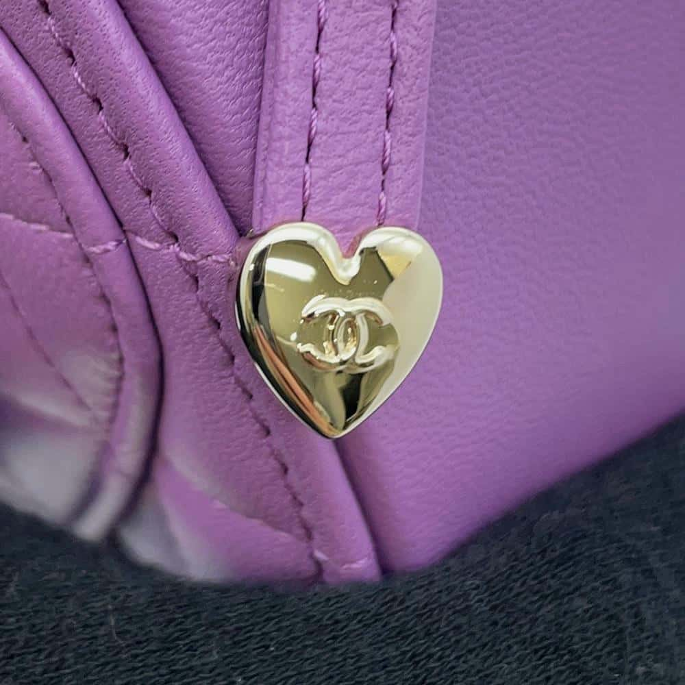 CHANEL Matelasse Heart Chain Shoulder Bag PurpleAP2784 Lambskin