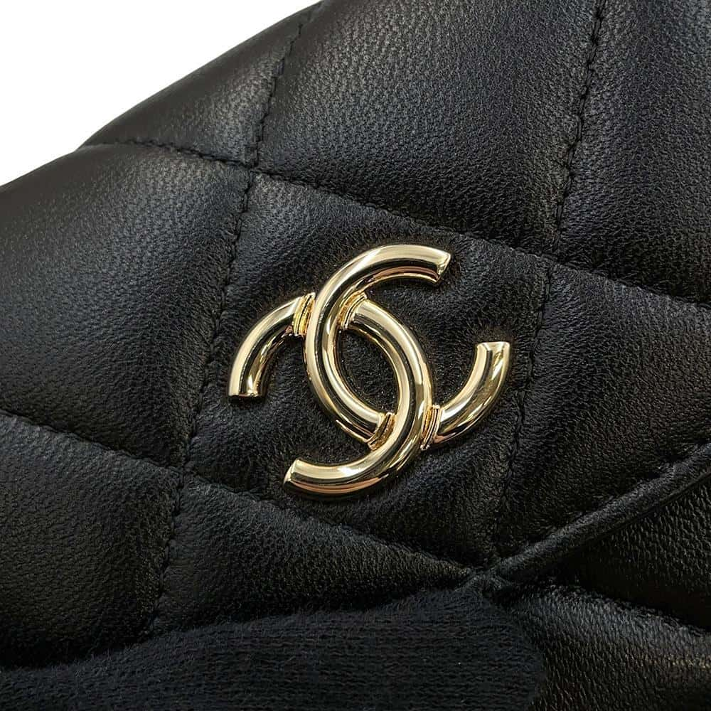 CHANEL Mini Mini Matelasse Top Handle ChainShoulder Black Lambskin