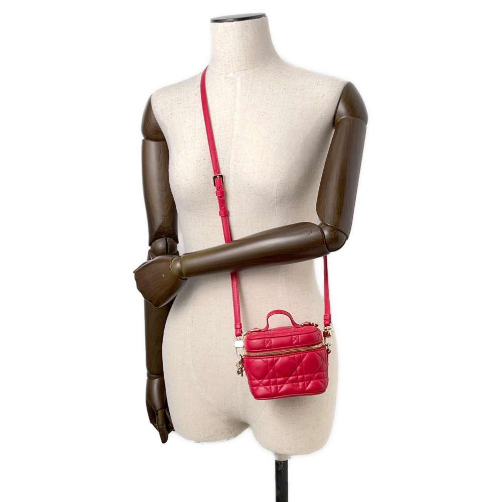 Dior Cannage Vanity Shoulder Bag RedS0918ONMJ Lambskin Size micro