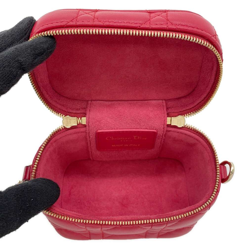 Dior Cannage Vanity Shoulder Bag RedS0918ONMJ Lambskin Size micro