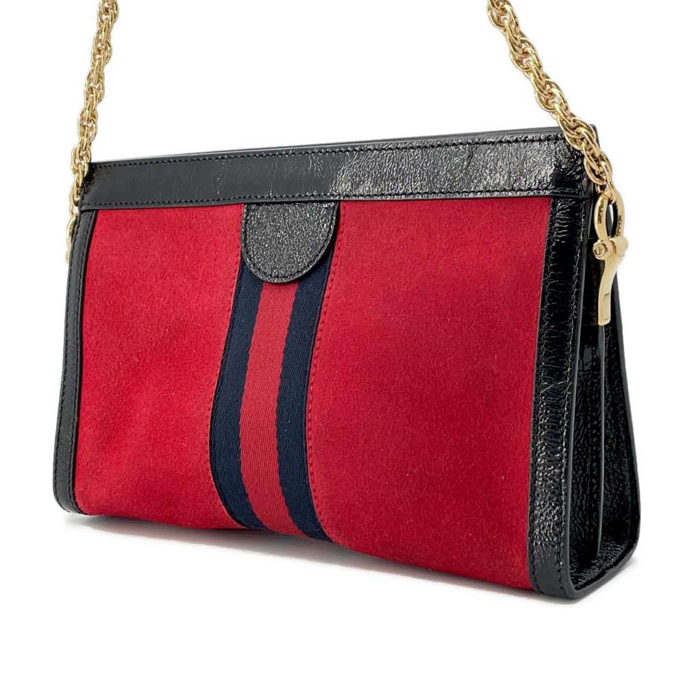 GUCCI Offdia ChainShoulder Bag Red/Black503877 Suede PVC