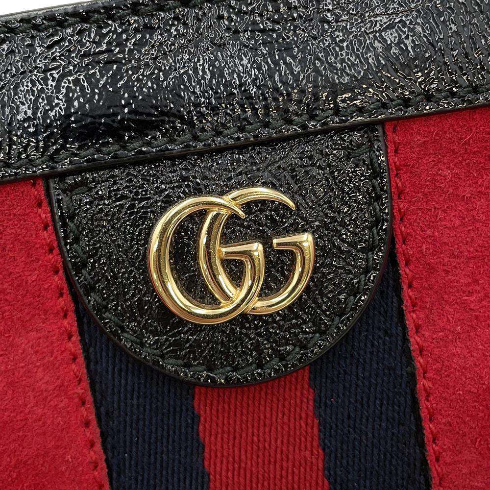 GUCCI Offdia ChainShoulder Bag Red/Black503877 Suede PVC