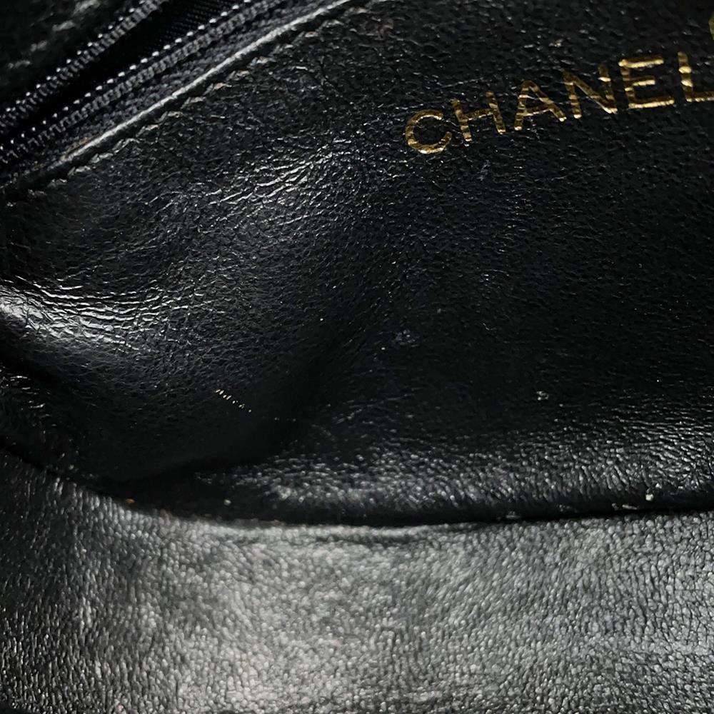 CHANEL CC Logo Tassel ChainShoulder Bag Black Lambskin