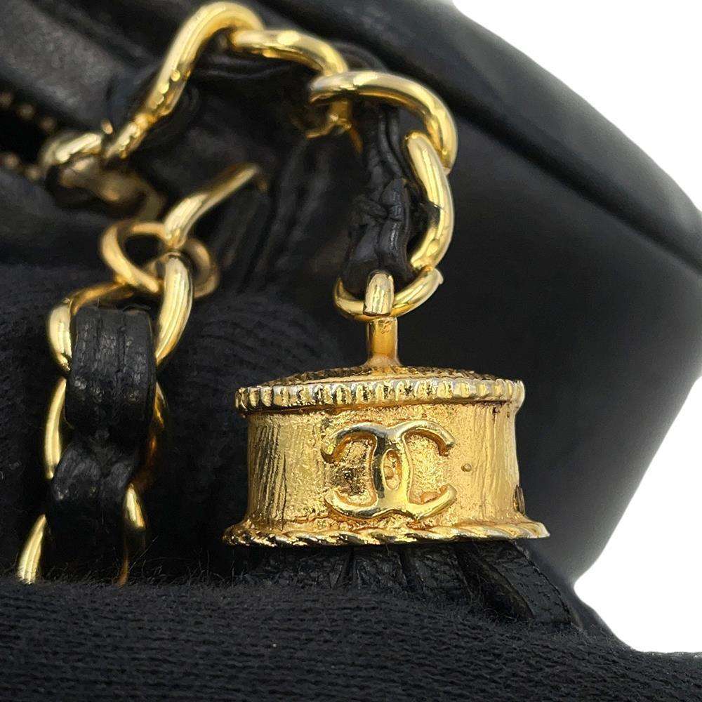 CHANEL CC Logo Tassel ChainShoulder Bag Black Lambskin