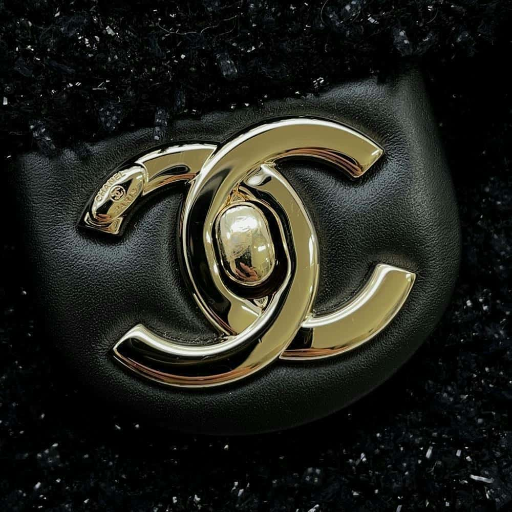 CHANEL Tweed 2WAY Shoulder Bag Black Tweed