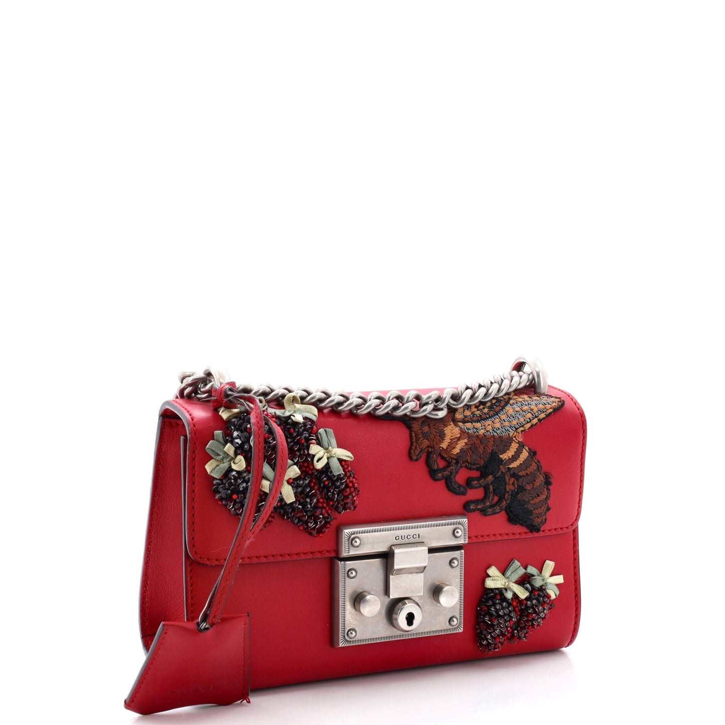 Padlock Shoulder Bag Embellished Leather Small