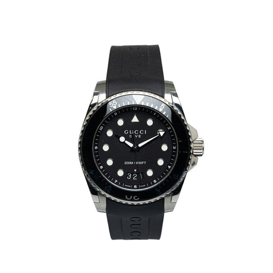 Gucci DIVE Dive Watch YA136204B Quartz Black Characterboard Stainless Steel Laver Men Gucci