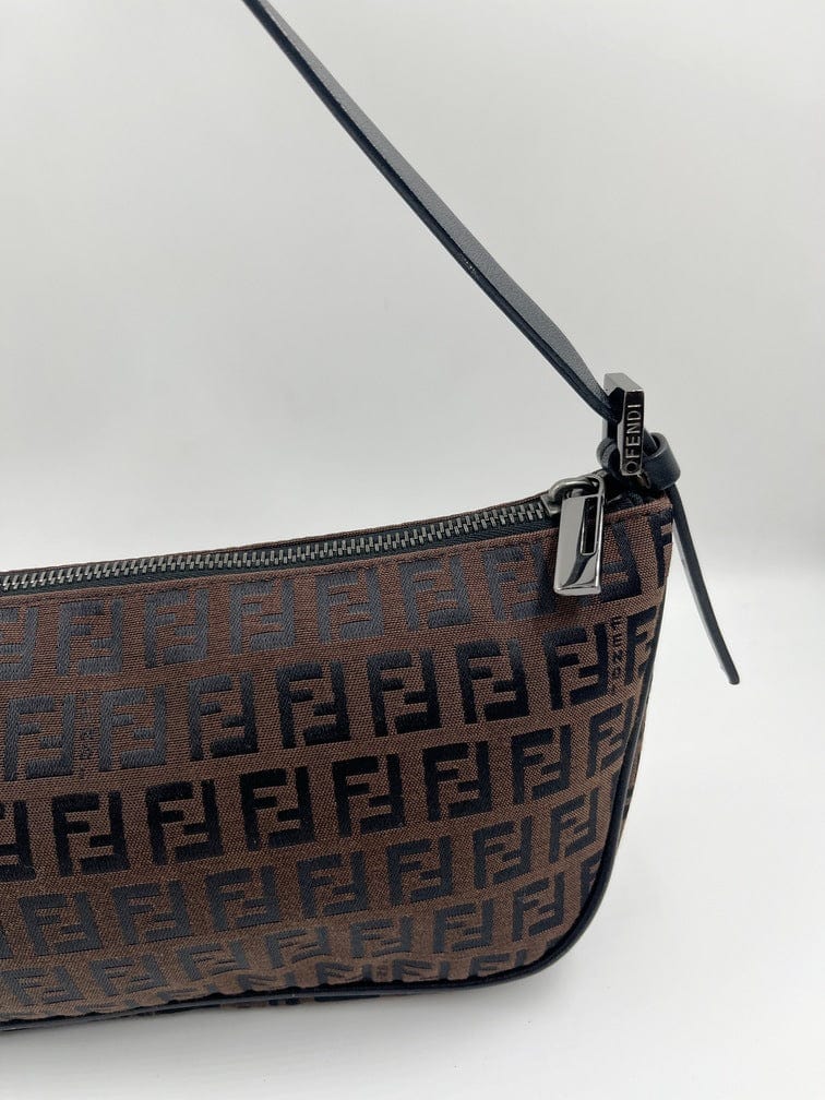 Vintage Fendi Pochette Bag in Brown Zucca Canvas