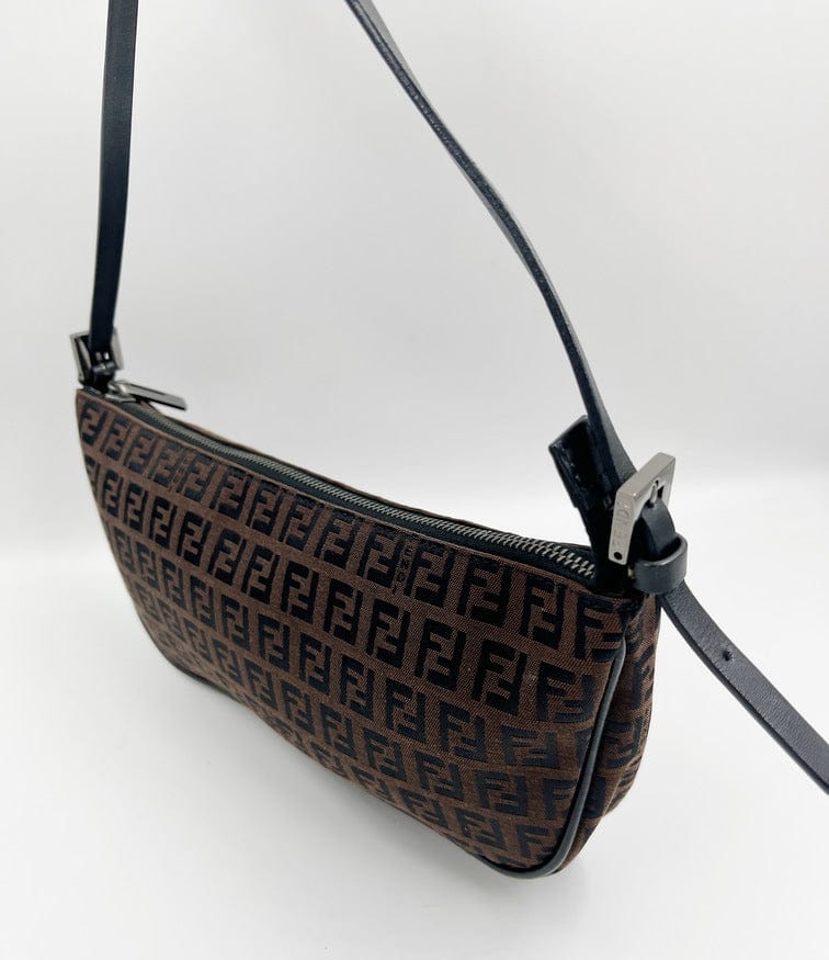 Vintage Fendi Pochette Bag in Brown Zucca Canvas