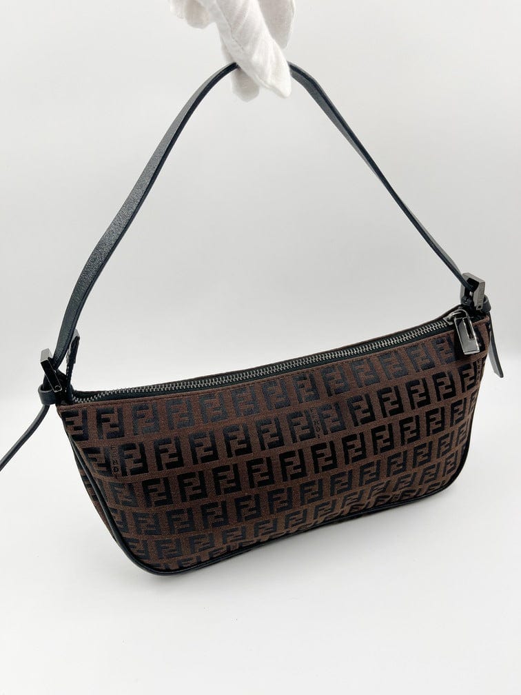 Vintage Fendi Pochette Bag in Brown Zucca Canvas