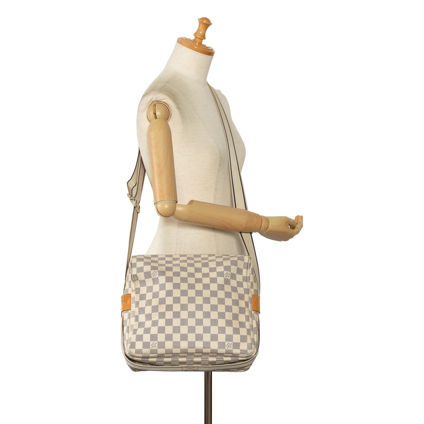 Beige Louis Vuitton Damier Azur Naviglio Crossbody Bag