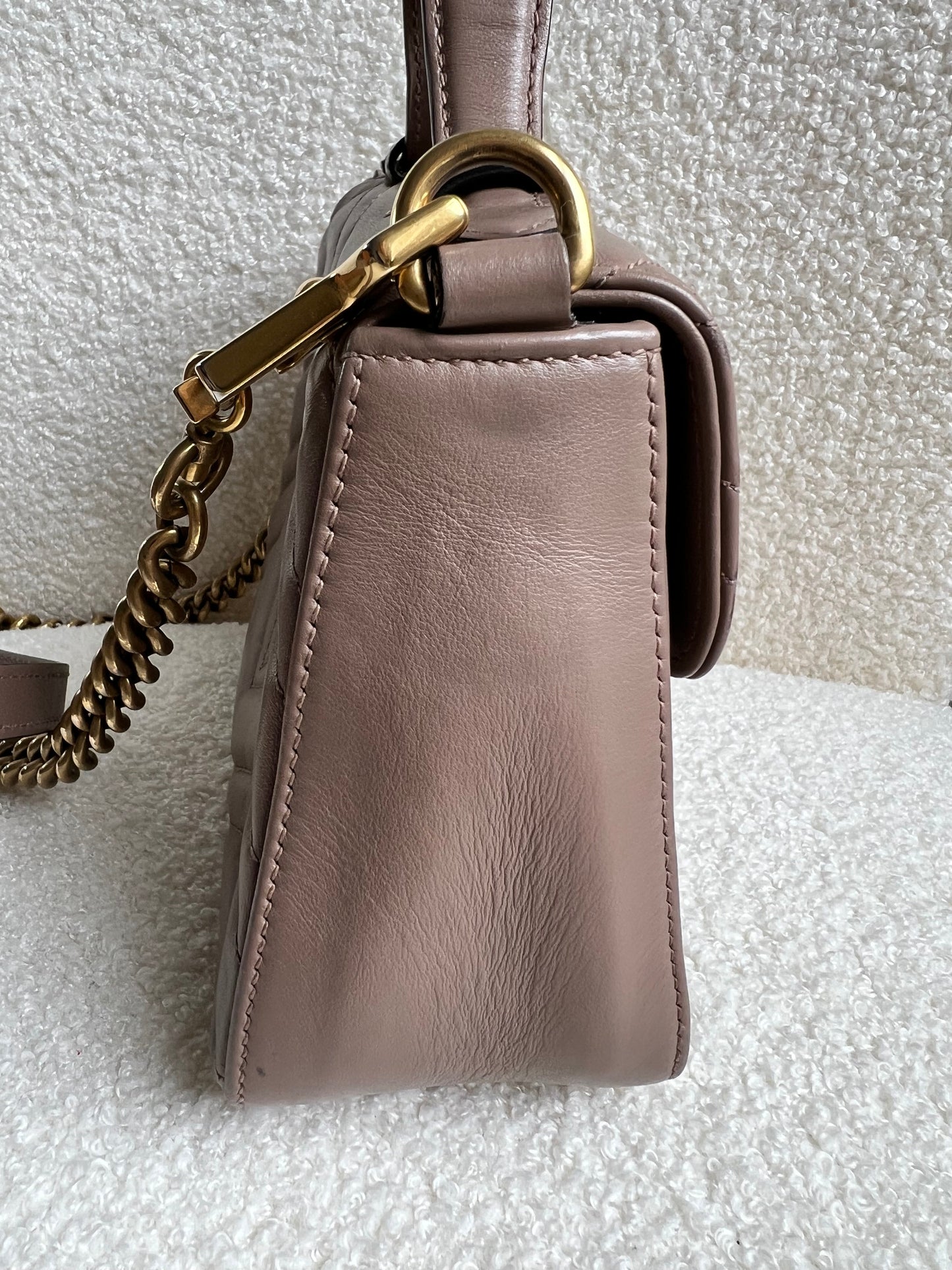 Gucci GG Dusty Pink Marmont Mini Top Handle Bag