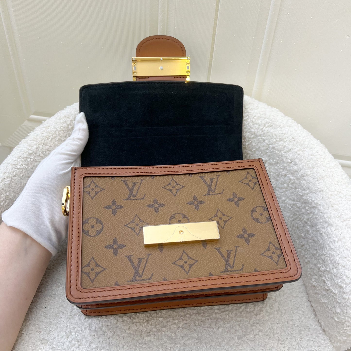 LV Mini Dauphine in Reverse Monogram, Monogram Canvas and GHW