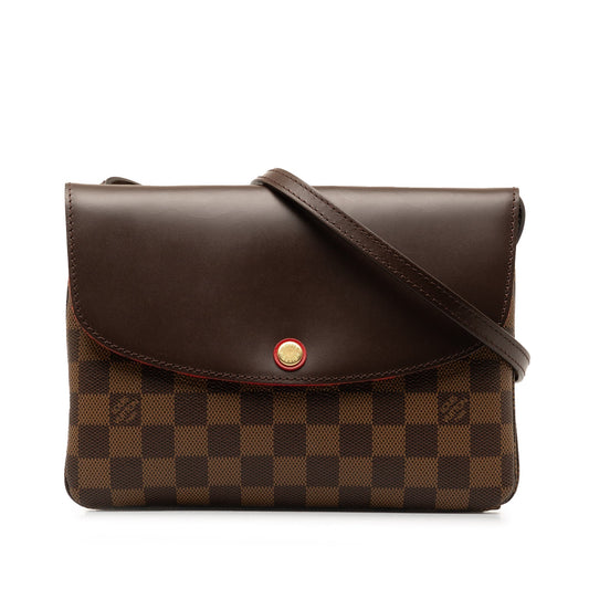 Brown Louis Vuitton Damier Ebene Twice Crossbody Bag