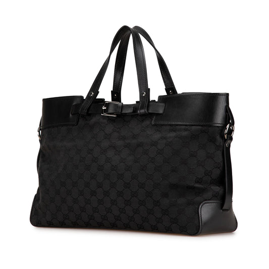Black Gucci GG Canvas Buckle Tote