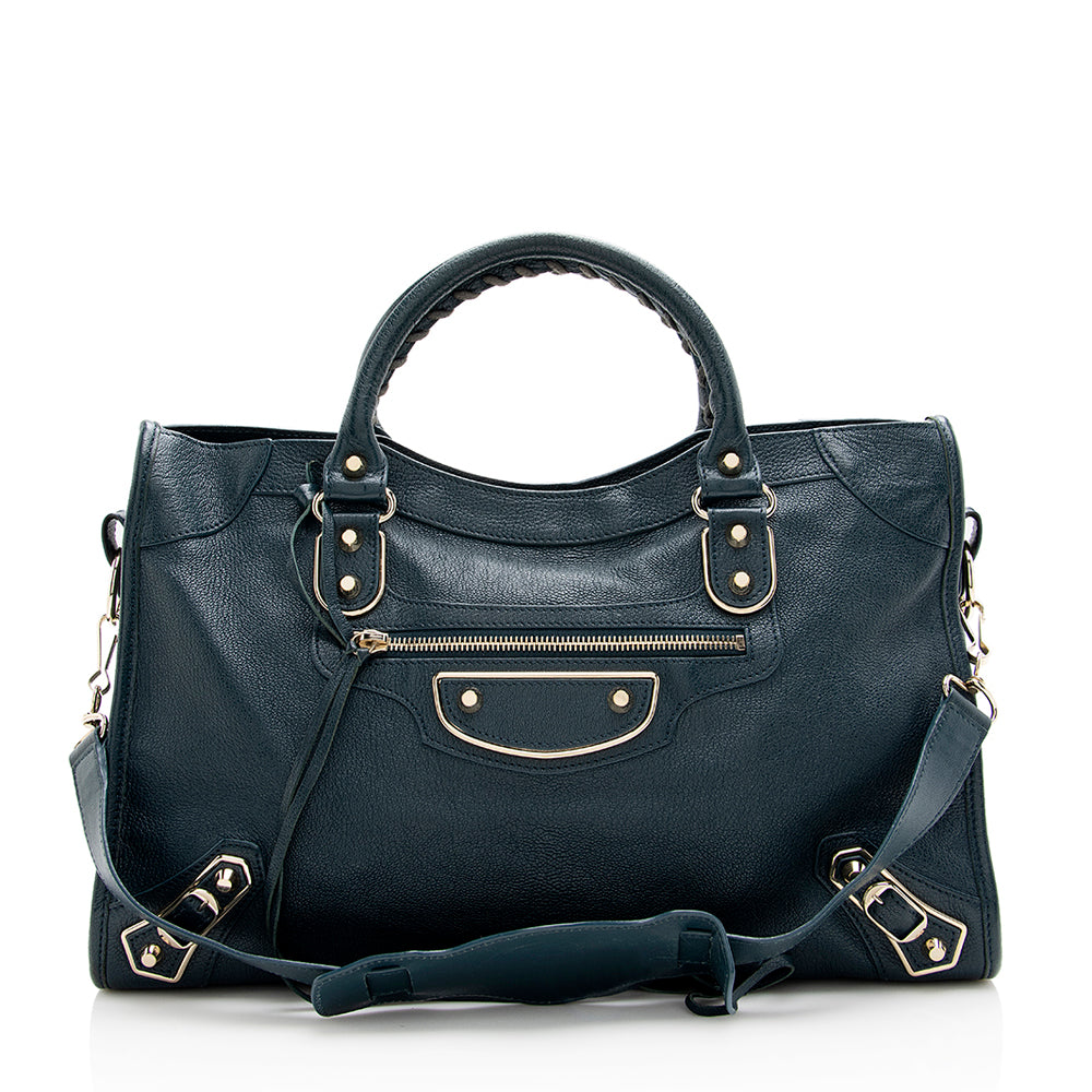 Balenciaga Agneau Metallic Edge City Satchel