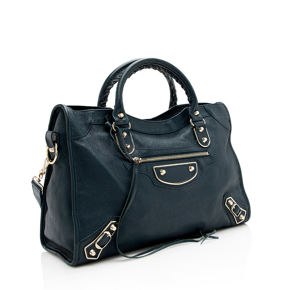 Balenciaga Agneau Metallic Edge City Satchel