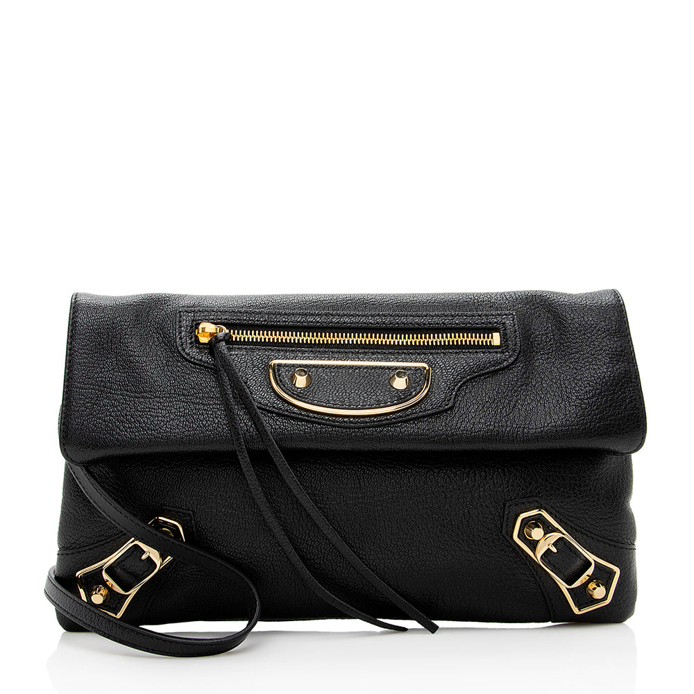 Balenciaga Chevre Metallic Edge Envelope Clutch