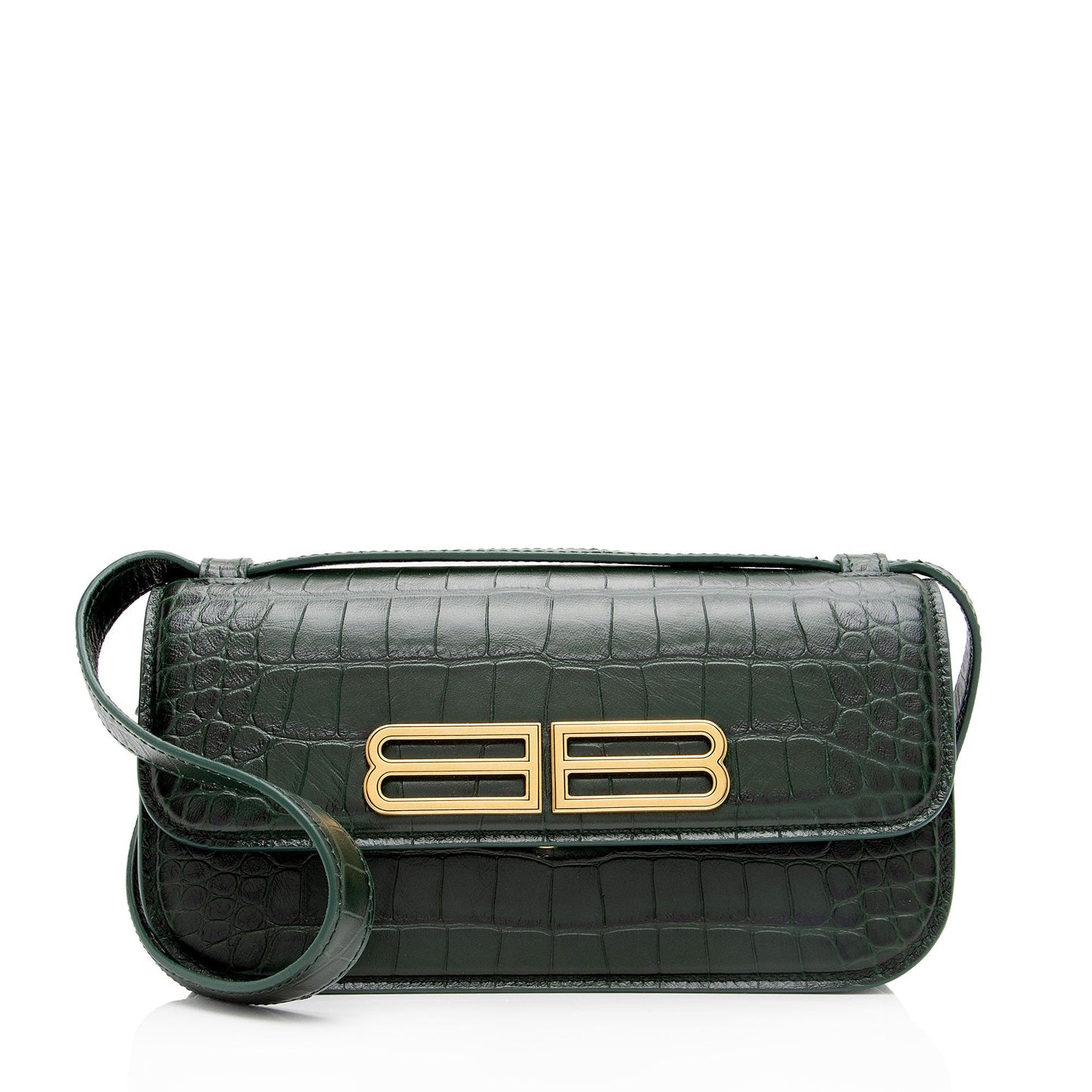 Balenciaga Croc Embossed Calfskin Gossip Small Shoulder Bag