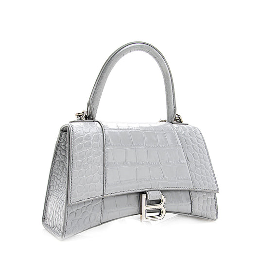 Balenciaga Croc Embossed Calfskin Hourglass Small Satchel