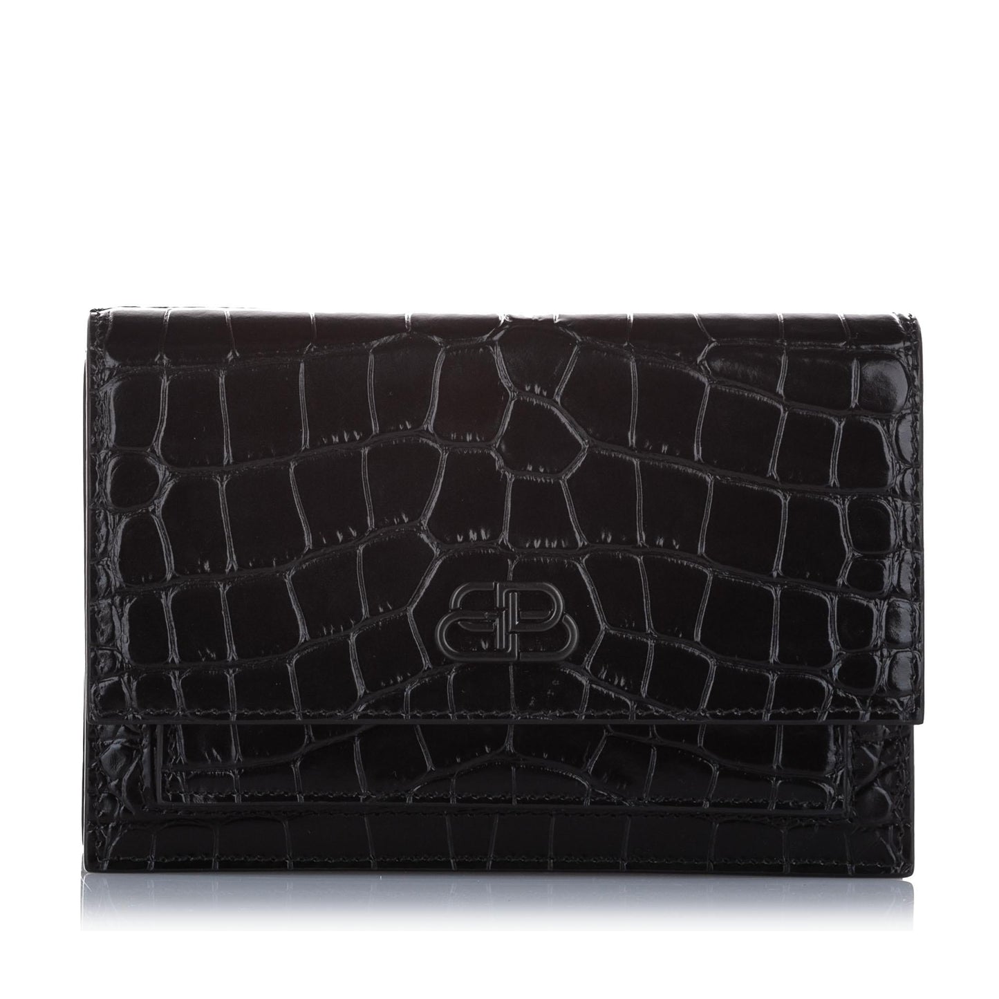 Balenciaga Croc Embossed Sharp Leather Shoulder Bag