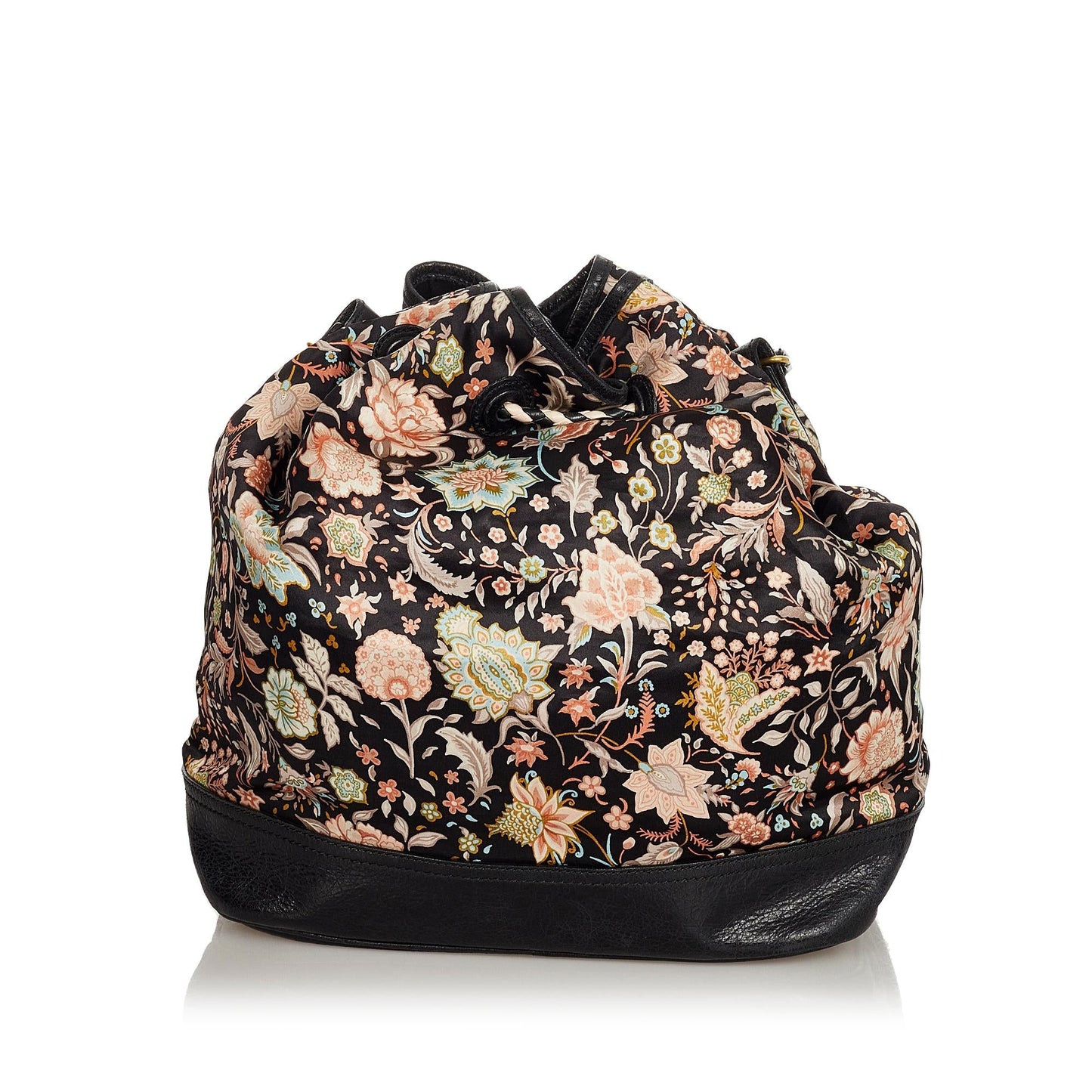 Balenciaga Floral Print Satin Bucket Bag