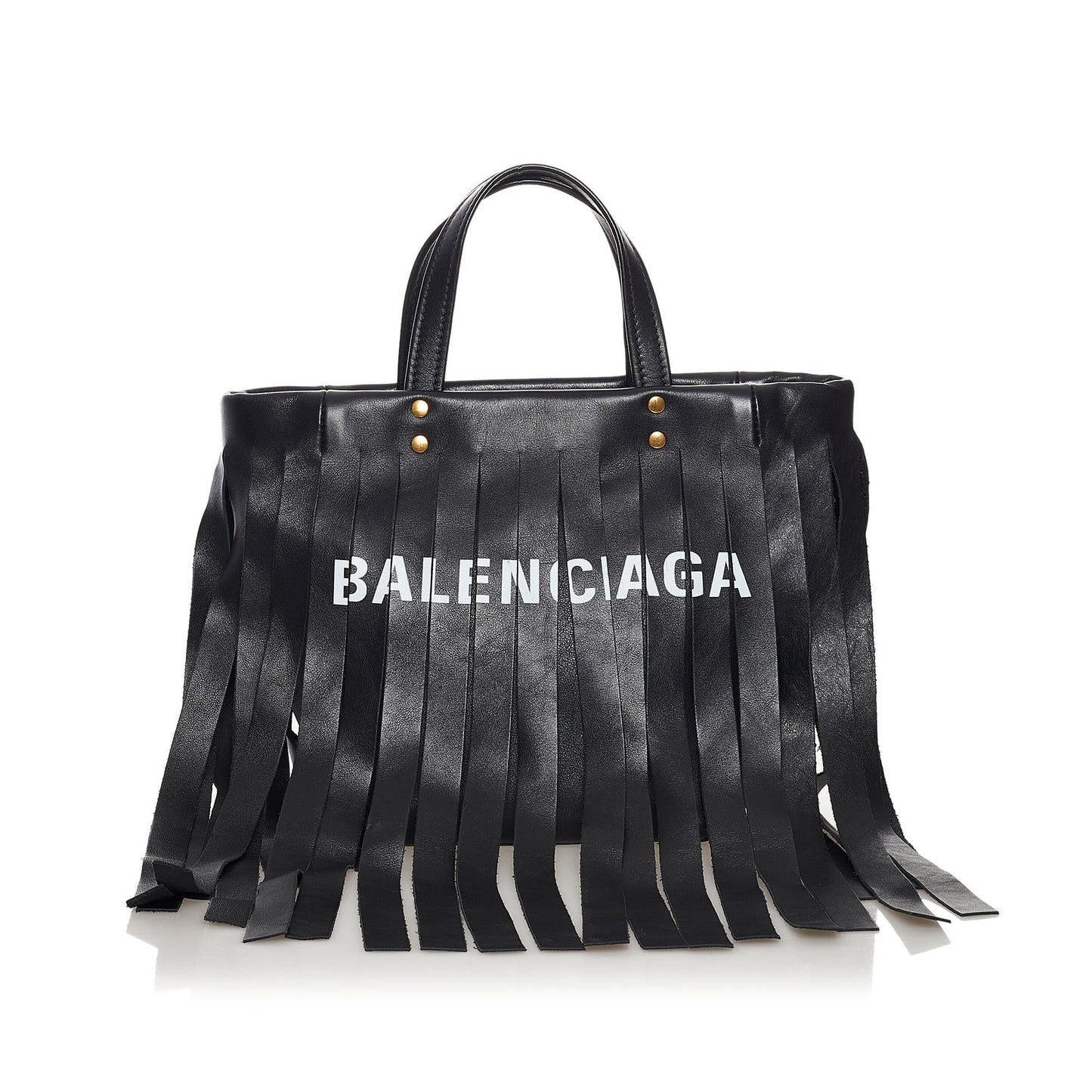 Balenciaga Laundry Cabas Fringe Leather Tote Bag