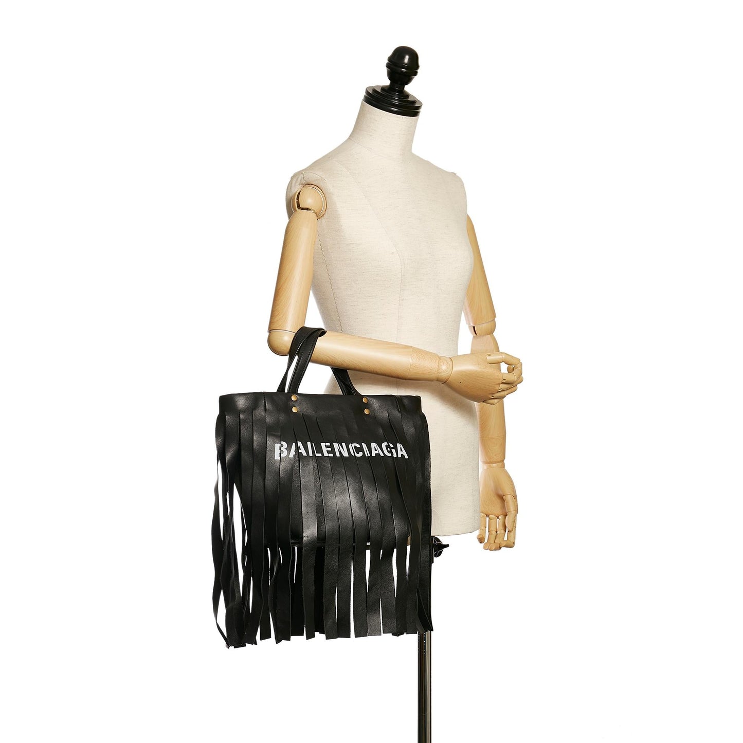 Balenciaga Laundry Cabas Fringe Leather Tote Bag