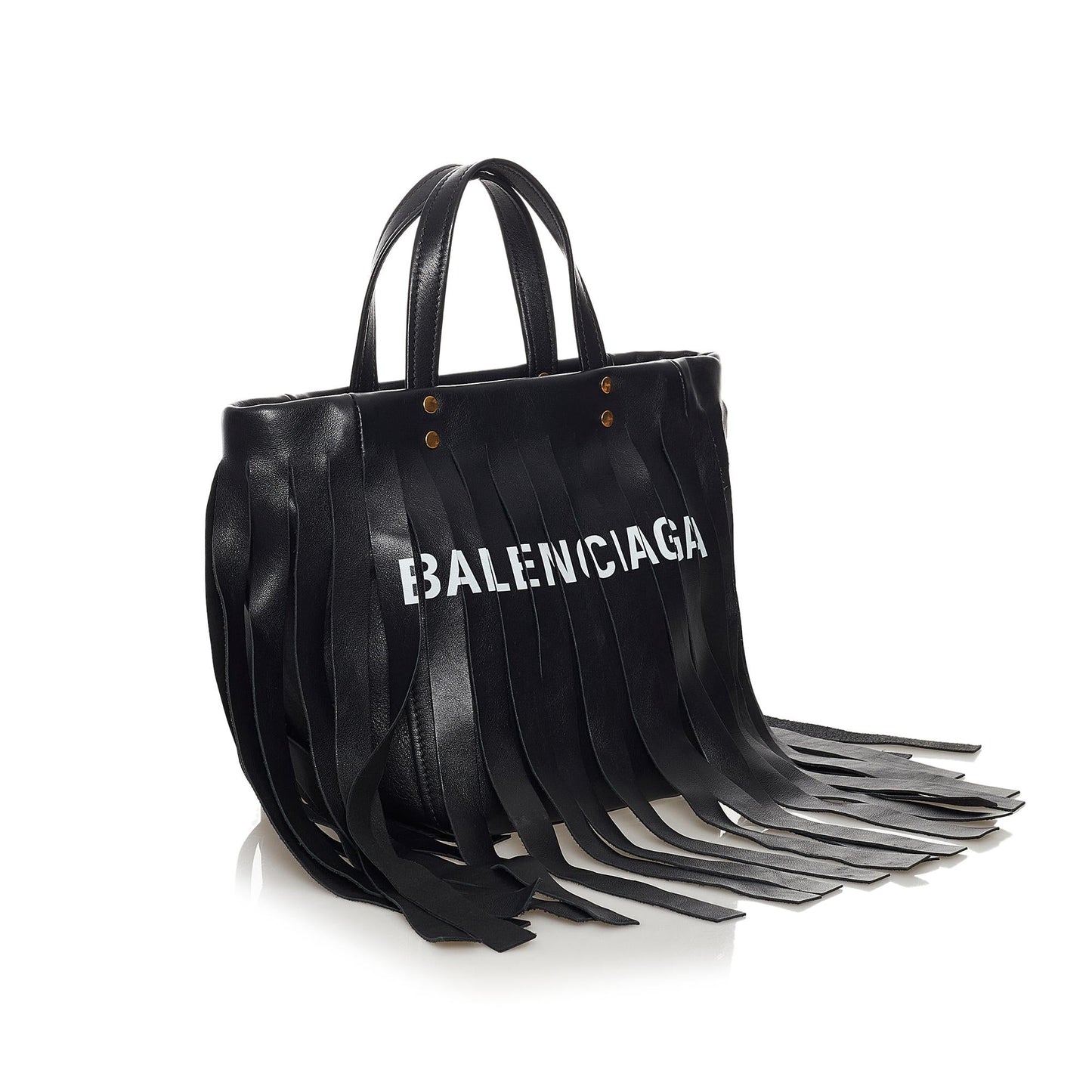 Balenciaga Laundry Cabas Fringe Leather Tote Bag