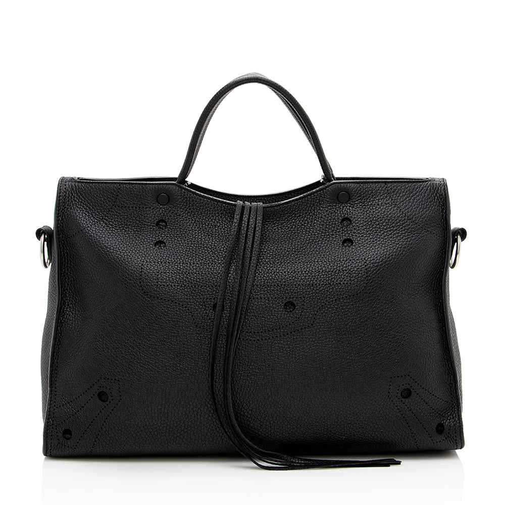 Balenciaga Leather Blackout City Satchel