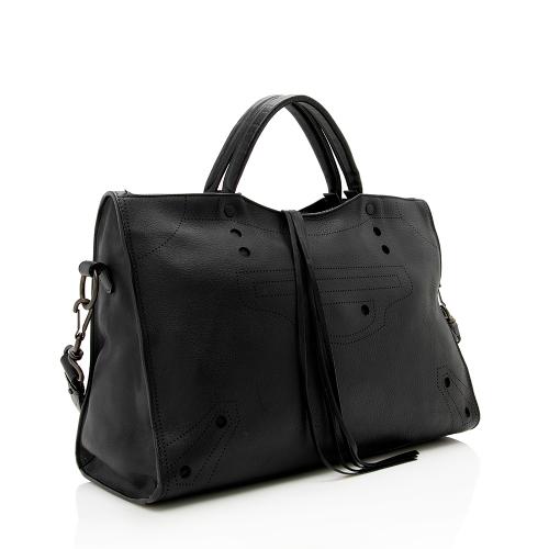 Balenciaga Leather Blackout City Satchel