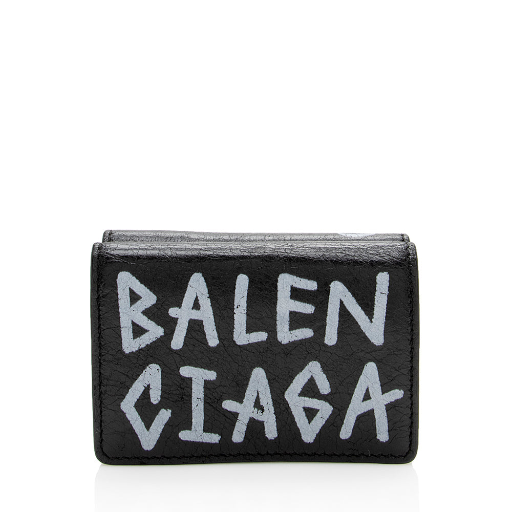 Balenciaga Leather Graffiti Mini Wallet